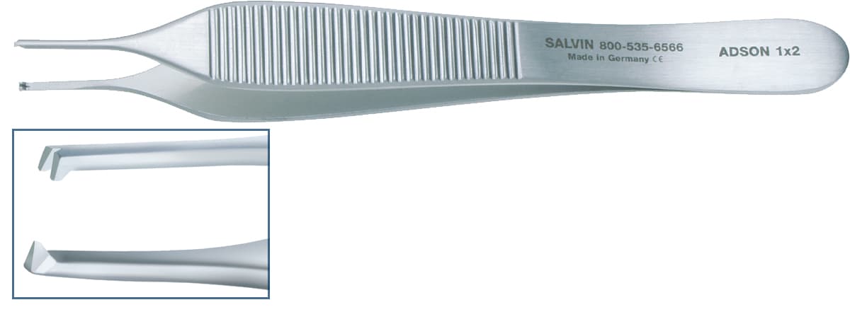 Salvin Adson 1x2 Tissue Forceps - 4 3/4" (12cm)