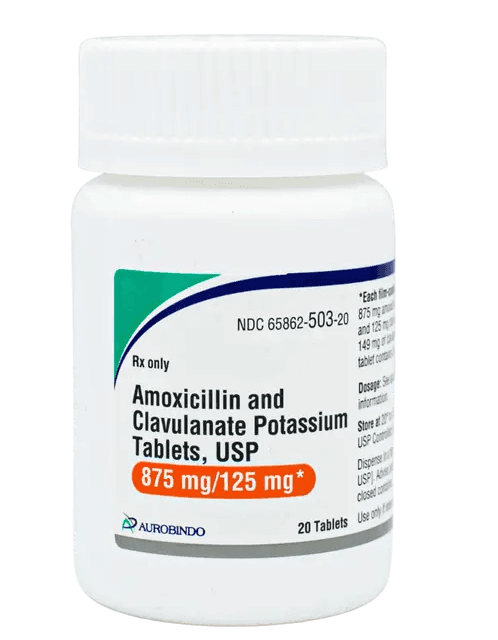Amoxicillin and Clavulanate Potassium 875 mg/125 mg Tablets 20/Bottle