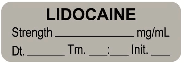 Lidocaine Labels Grey 500/Roll