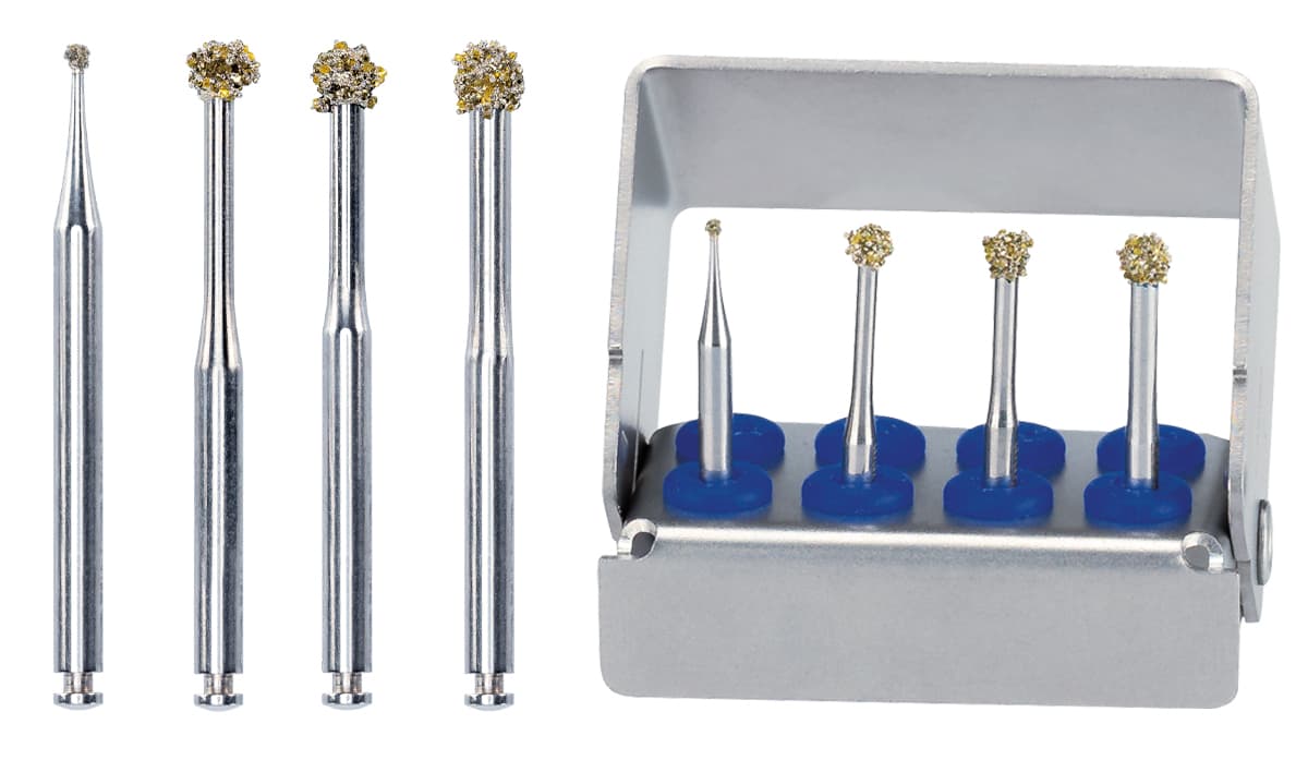 Degranulation Bur Kit - Set of 4 Burs and Bur Block