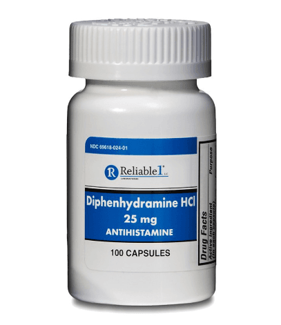 Diphenhydramine HCl (Generic) Capsules, 25mg, 100/Bottle