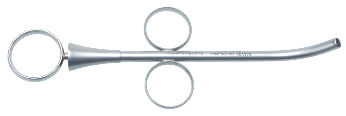 Salvin 4.5mm Diameter Stainless Steel Ring Handle Graft Material Syringe - Curved