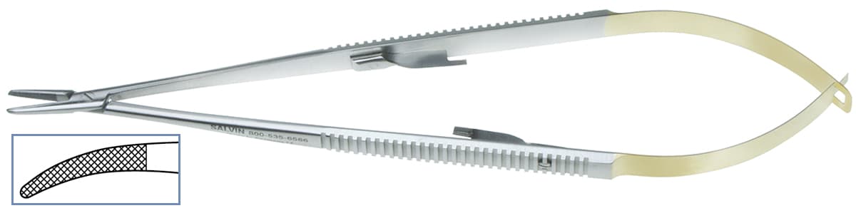 Salvin Jacobson Tungsten Carbide Tipped Needle Holder - Curved - For 5-0 to 7-0 Sutures