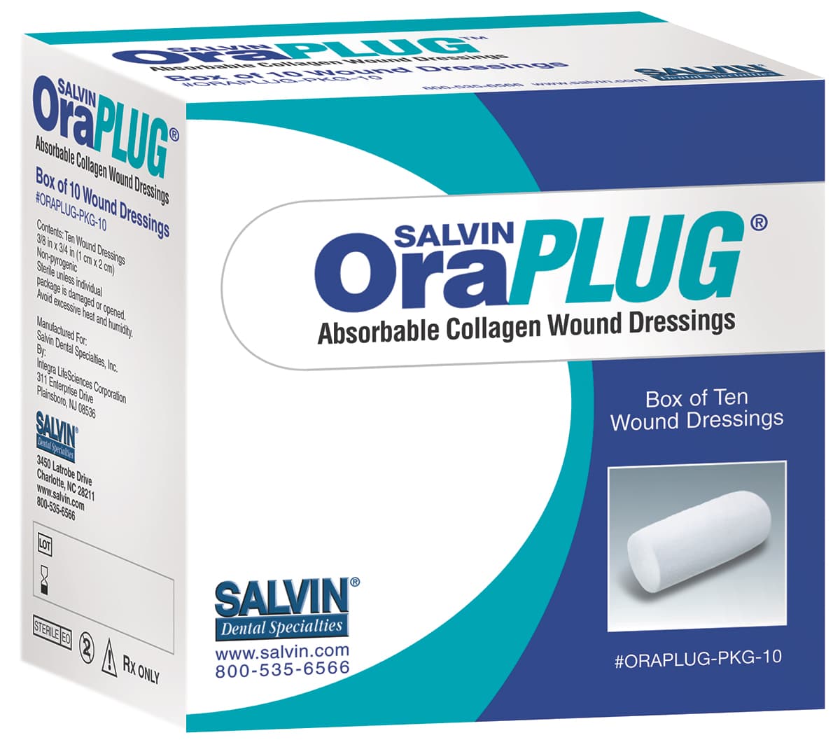 Salvin OraPLUG® Resorbable Collagen Wound Dressing - 1x2cm - Package of 10