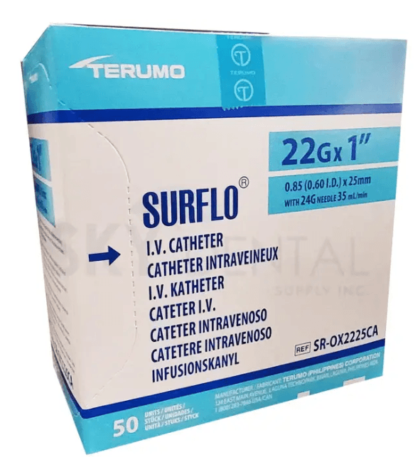 Surflo IV Catheters Blue 22GX1" 50/BX