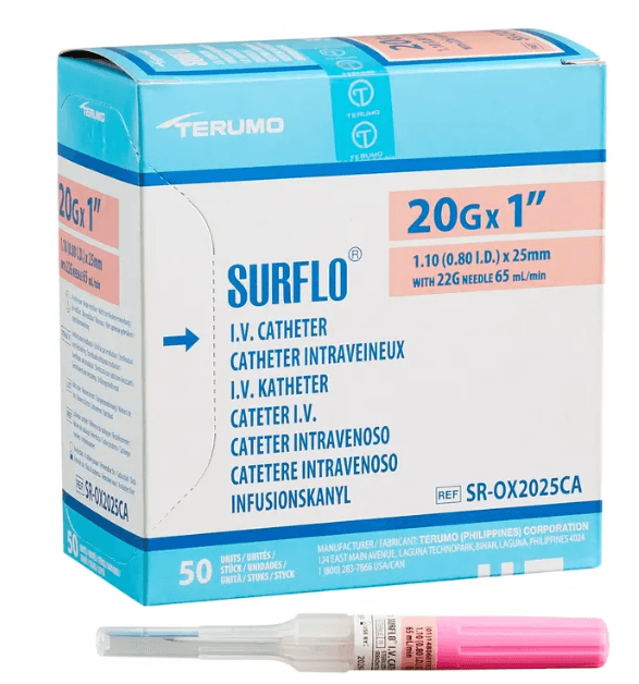 Surflo IV Catheters Pink 20GX1" 50/BX