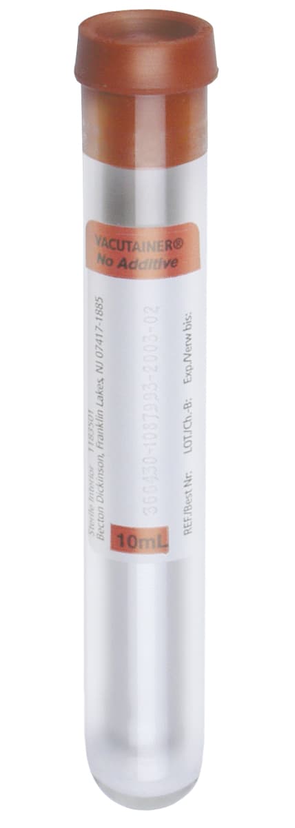 Vacutainer® Tube-Red - 10mL - No Additives  - Package of 100