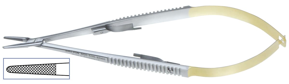 Salvin Tungsten Carbide Tipped Castroviejo Needle Holder For 5-0 To 7-0 Sutures